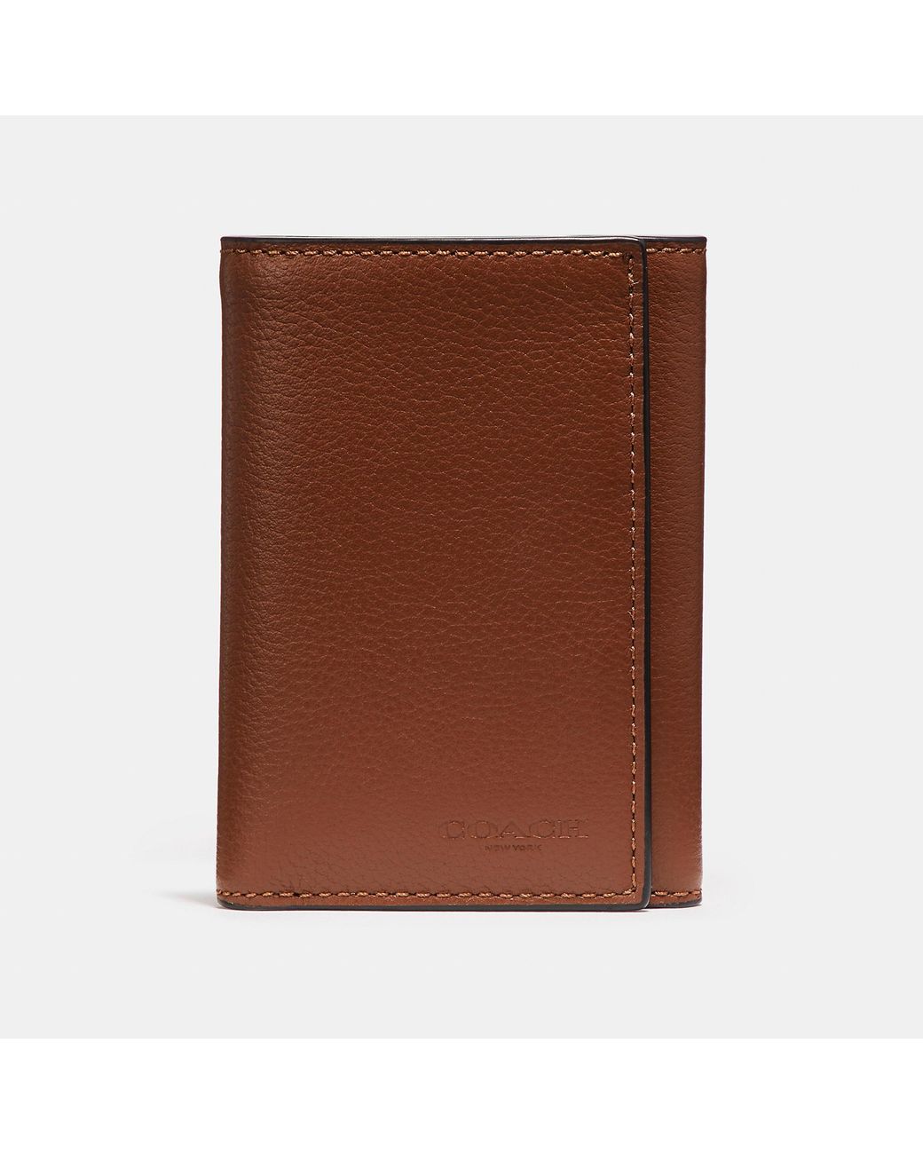 COACH Leather Trifold Wallet in Brown for Men Lyst
