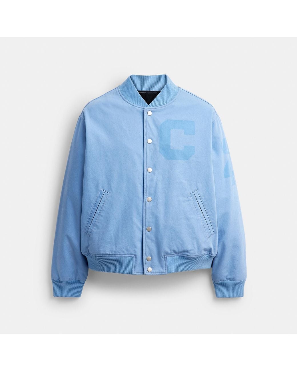 COACH Blue Canvas Varsity Jacket for men