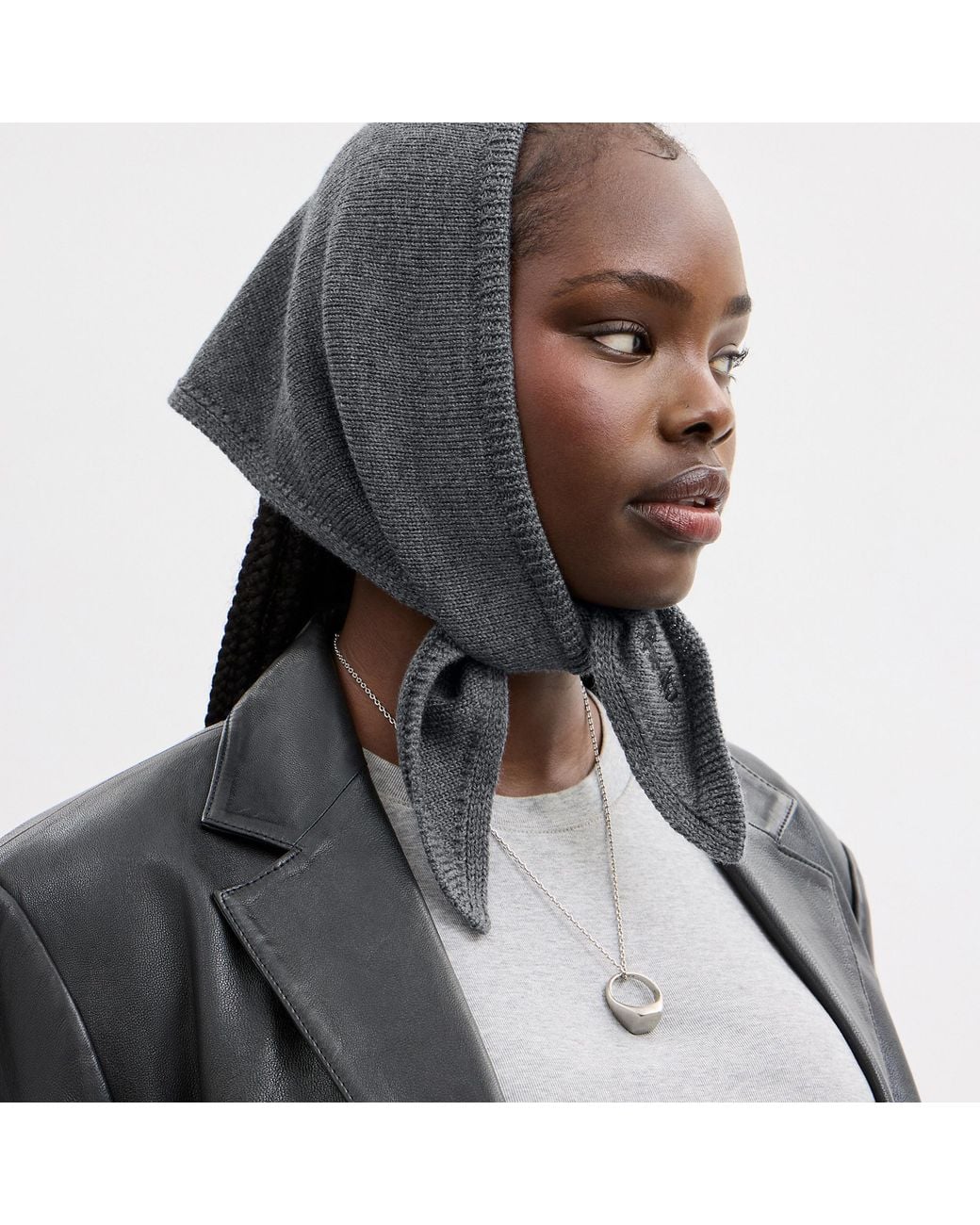 COACH Black Knit Triangle Scarf