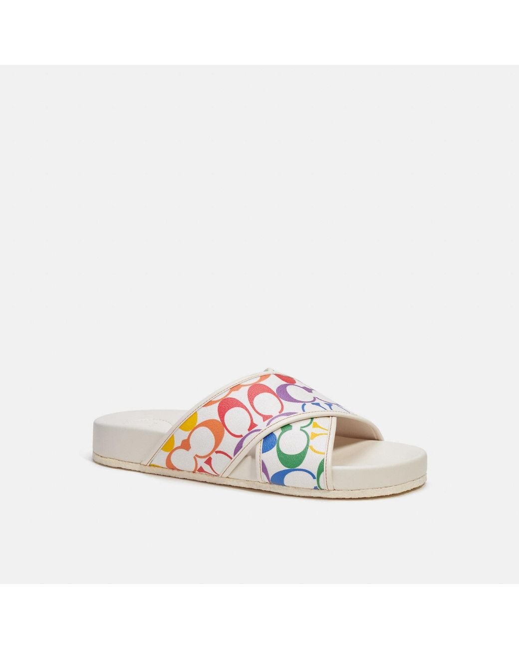 Coach Outlet Rainbow Signature Crossover Sandal in White for Men | Lyst