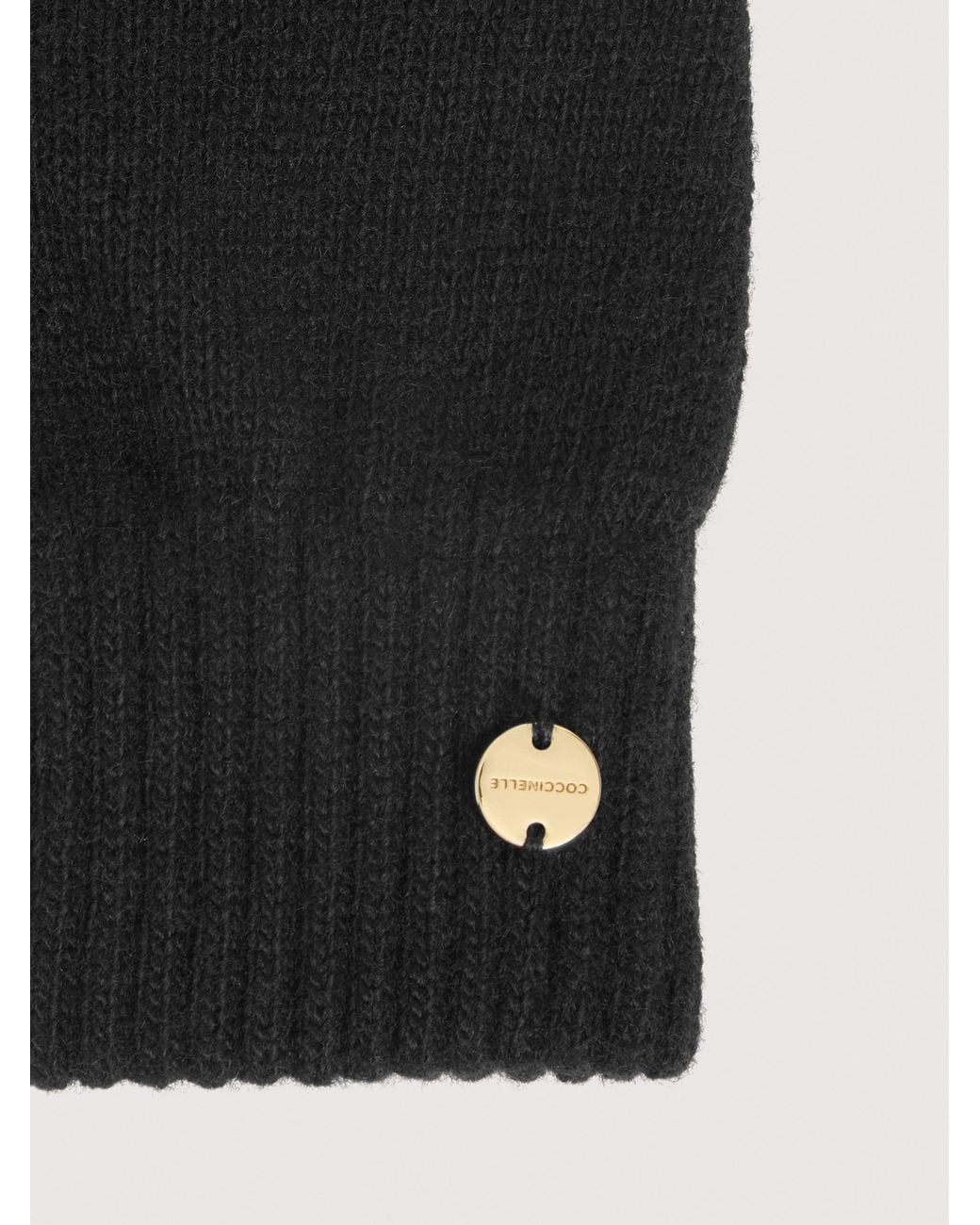 Coccinelle Black Wool-Blend Gloves Logo