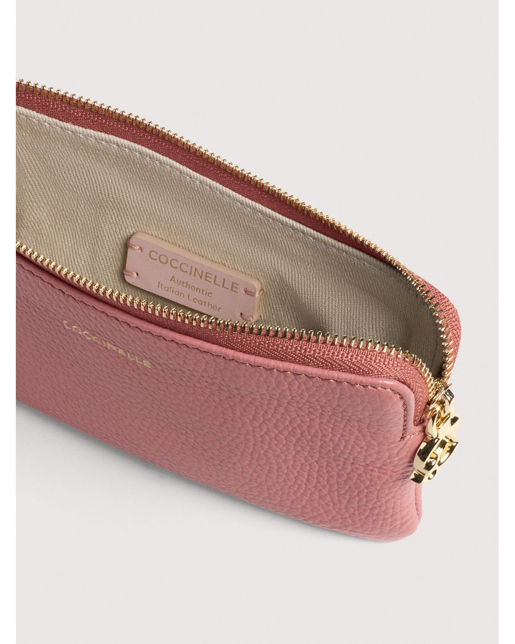 Coccinelle Pink Grained Leather Pouch C-Me Softy Small