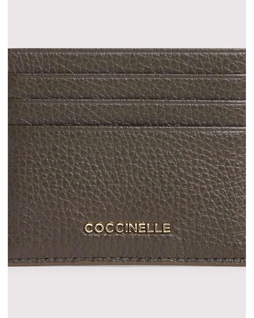 Coccinelle White Grainy Leather Card Holder Metallic Small
