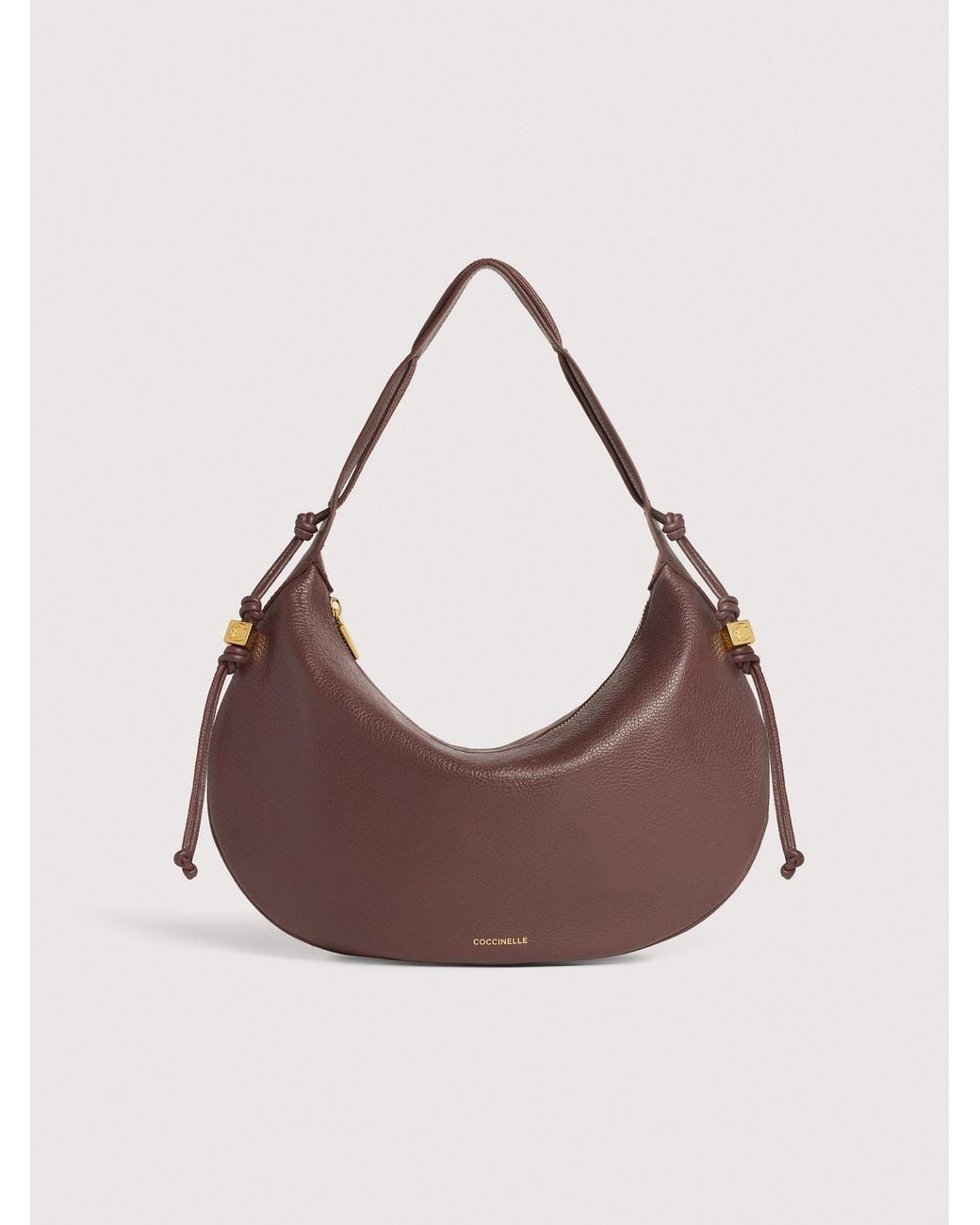 Coccinelle Pink Grained Leather Shoulder Bag Thess Medium