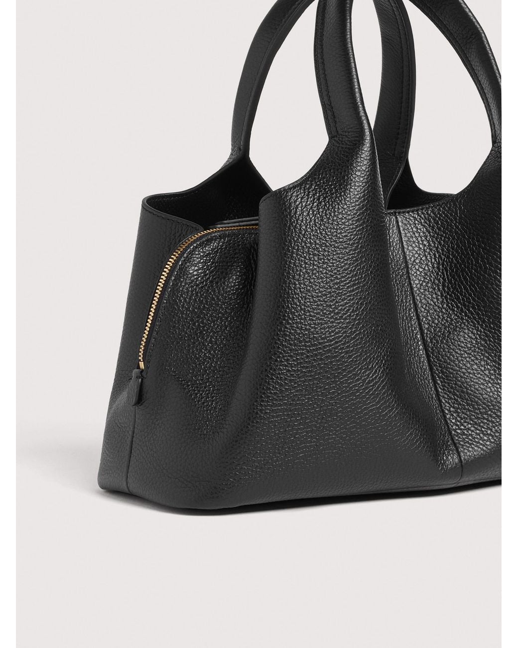 Coccinelle Black Grained Leather Handbag Nell Medium