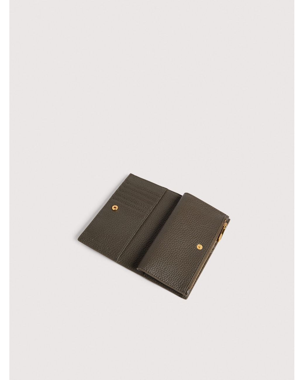 Coccinelle Natural Grained Leather Wallet With Patchwork Vichy Detailing Metallic Large