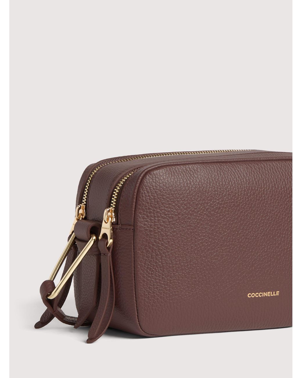 Coccinelle Brown Grained Leather Crossbody Bag Malory Small