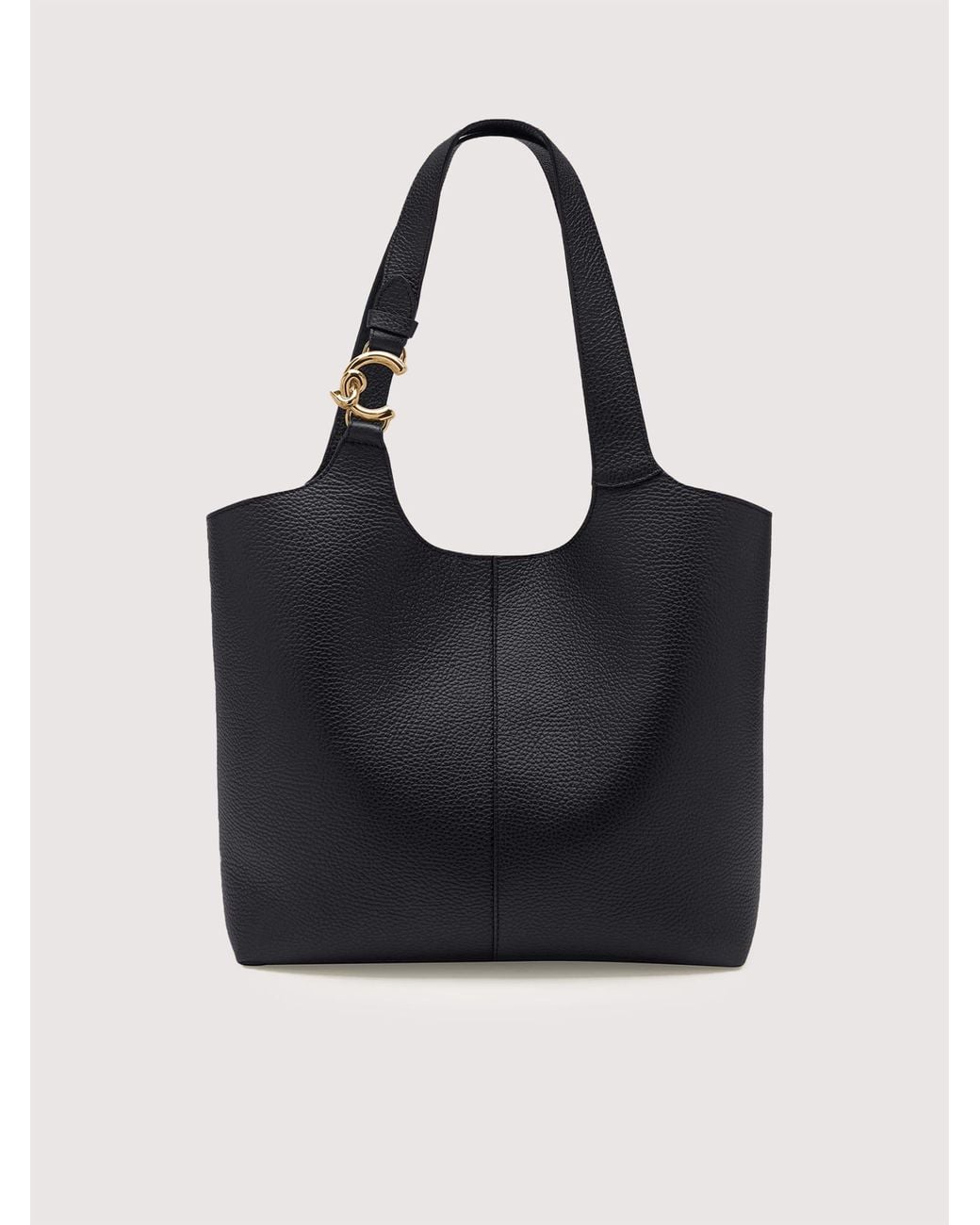 Coccinelle Black Grained Leather Tote Bag C-Easy Large