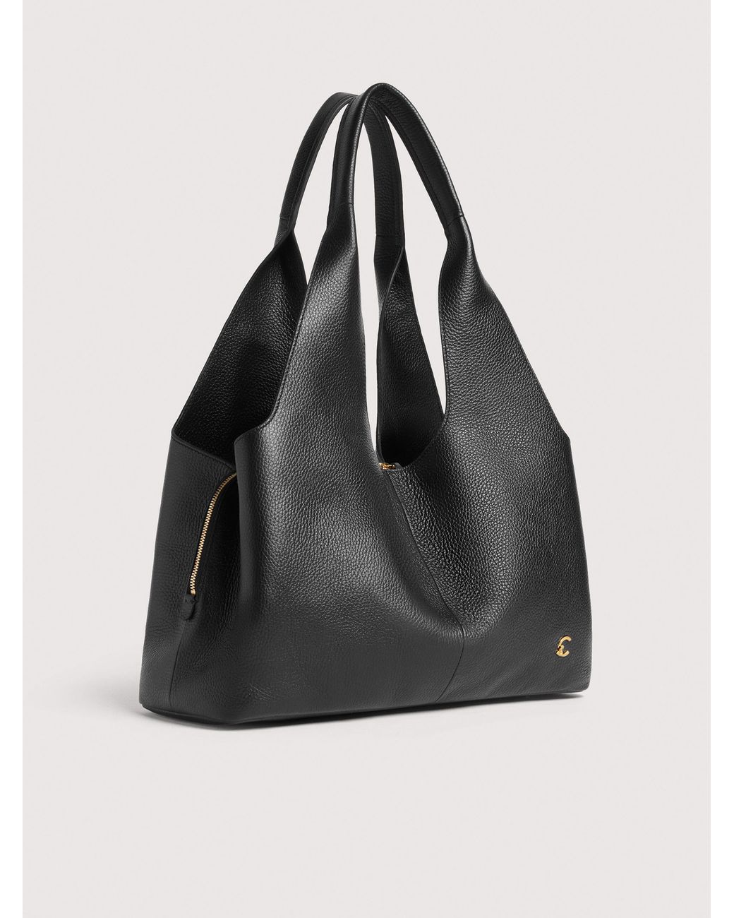 Coccinelle Black Grained Leather Tote Bag Nell Large