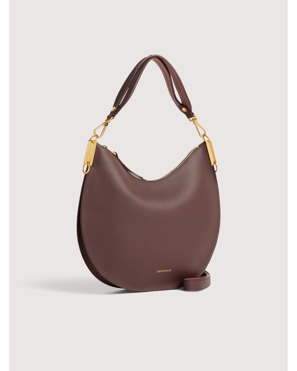 Coccinelle Brown Two-Sided Leather Shoulder Bag Sunup Medium