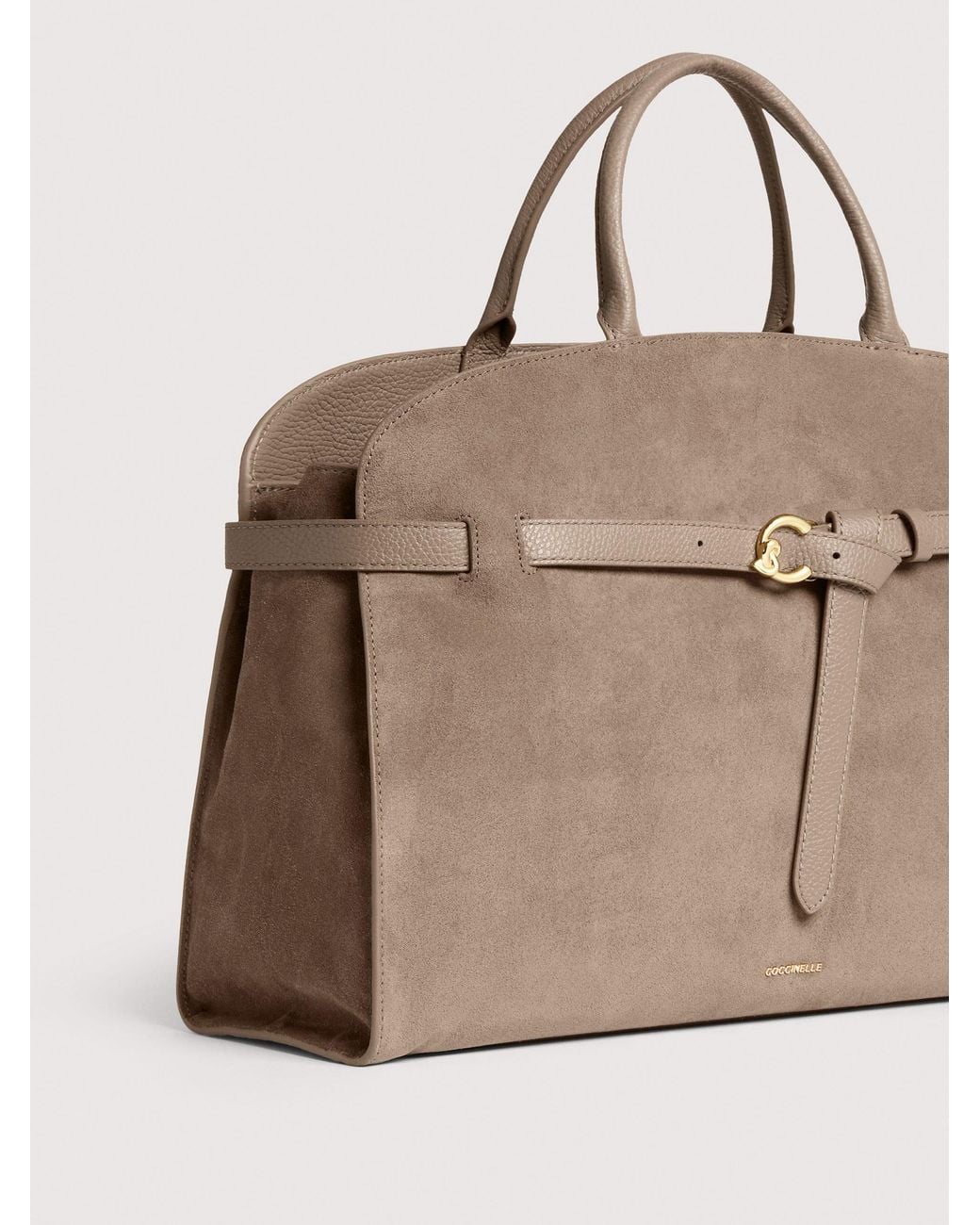 Coccinelle Natural Suede Handbag Sabine Large