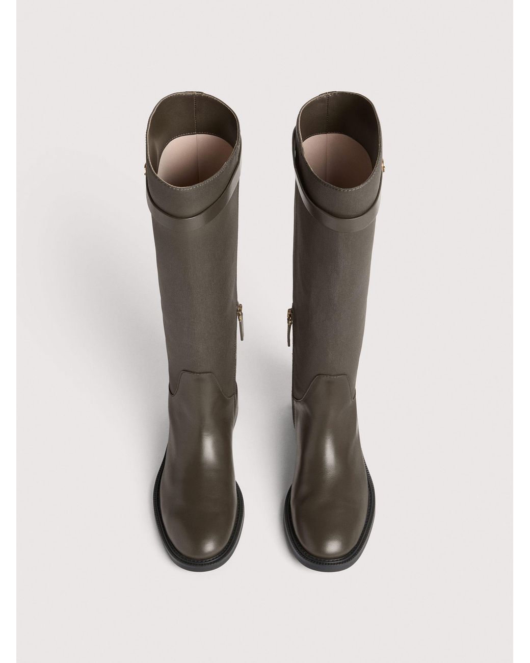 Coccinelle Black Cowhide-Effect Smooth Leather And Waxed Fabric Boots Pansy
