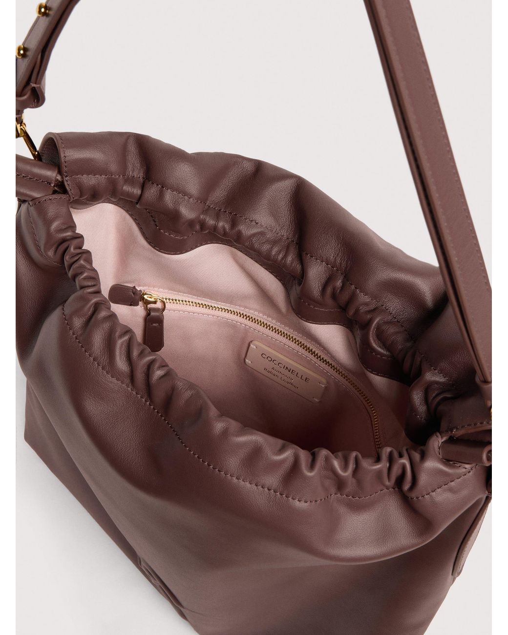 Coccinelle Brown Smooth Leather Shoulder Bag Lidia Medium