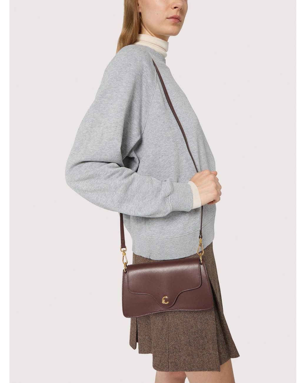 Coccinelle Brown Smooth Calf Leather Minibag C-Me Mini