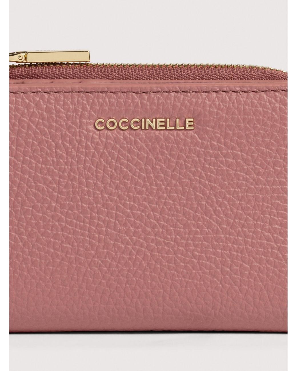 Coccinelle Pink Small Grained Leather Wallet Metallic Small