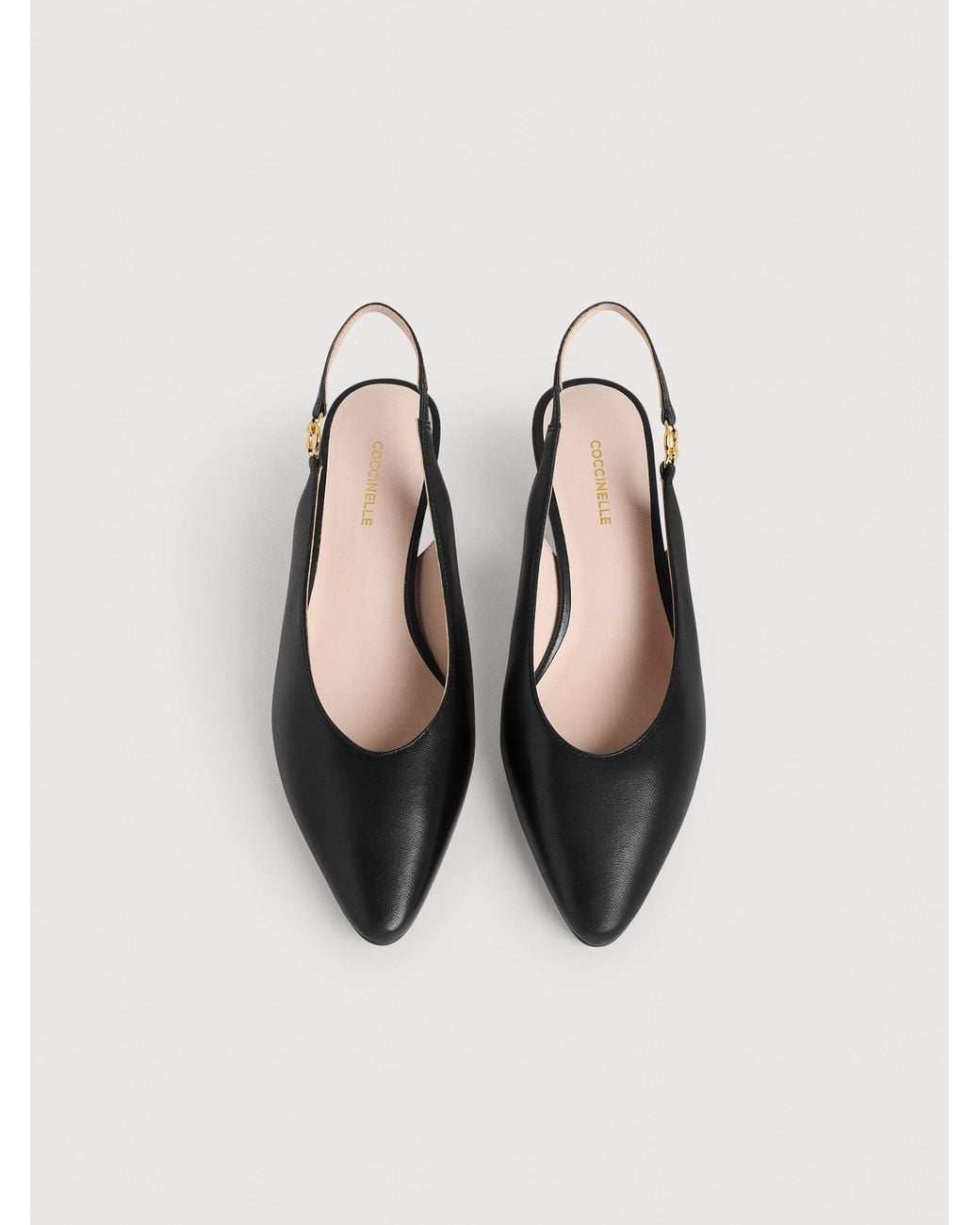 Coccinelle Black Smooth Leather Slingbacks C-Look