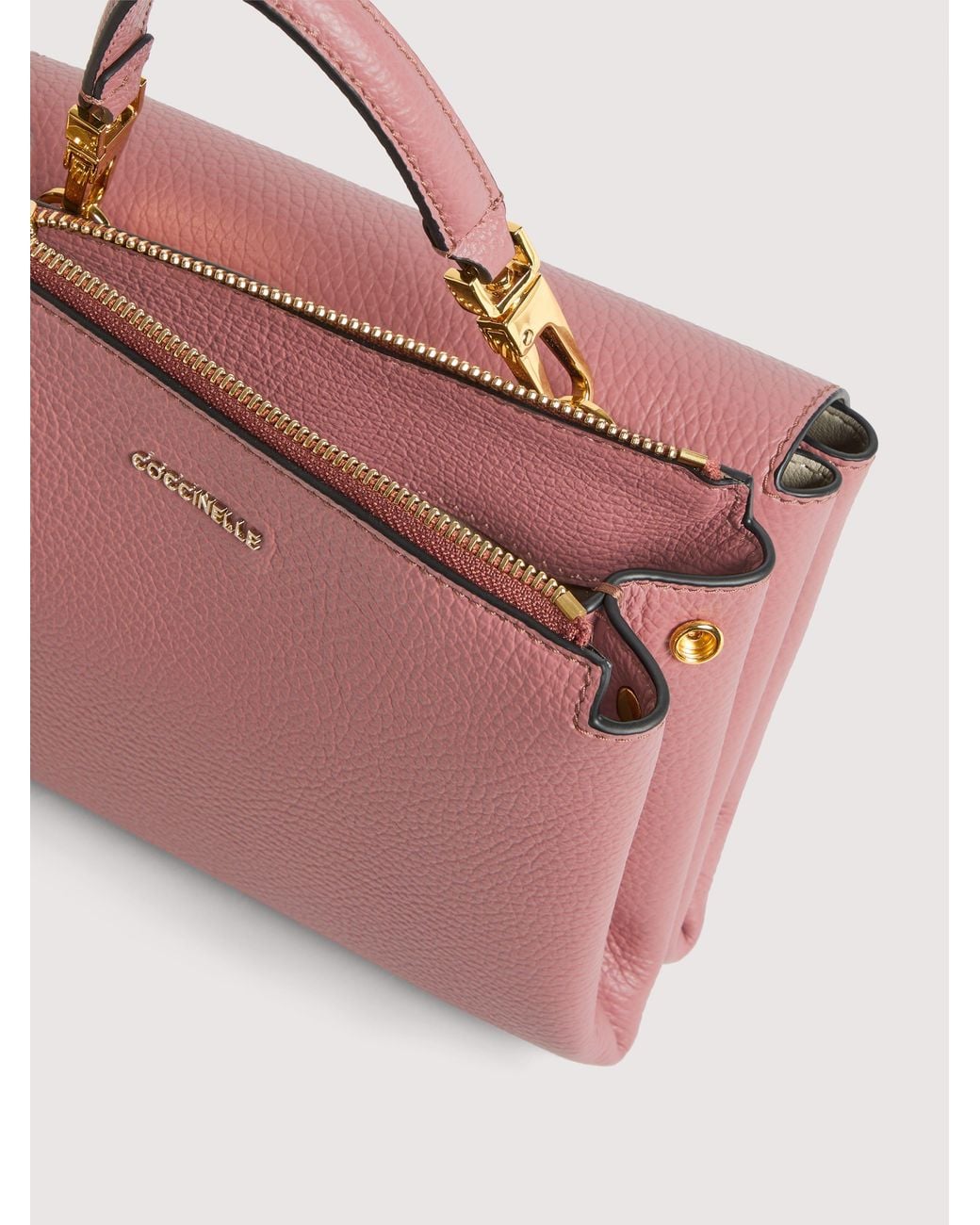 Coccinelle Pink Grained Leather Handbag Arlettis Small