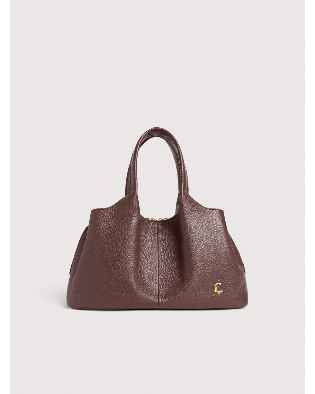 Coccinelle Brown Grained Leather Handbag Nell Medium