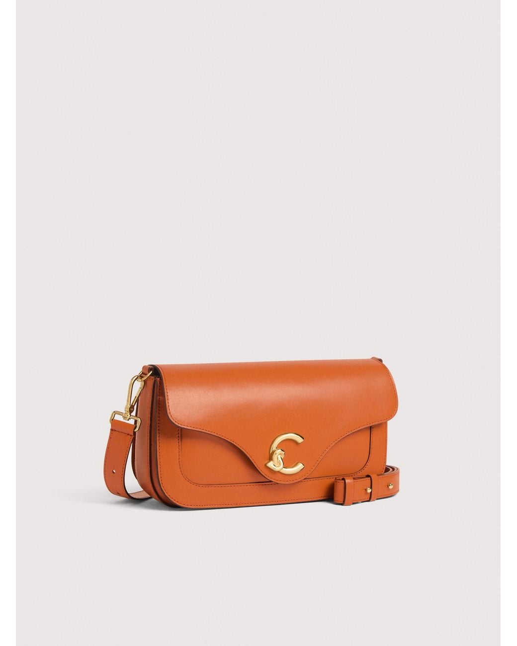 Coccinelle Orange Smooth Calf Leather Shoulder Bag C-Me Medium