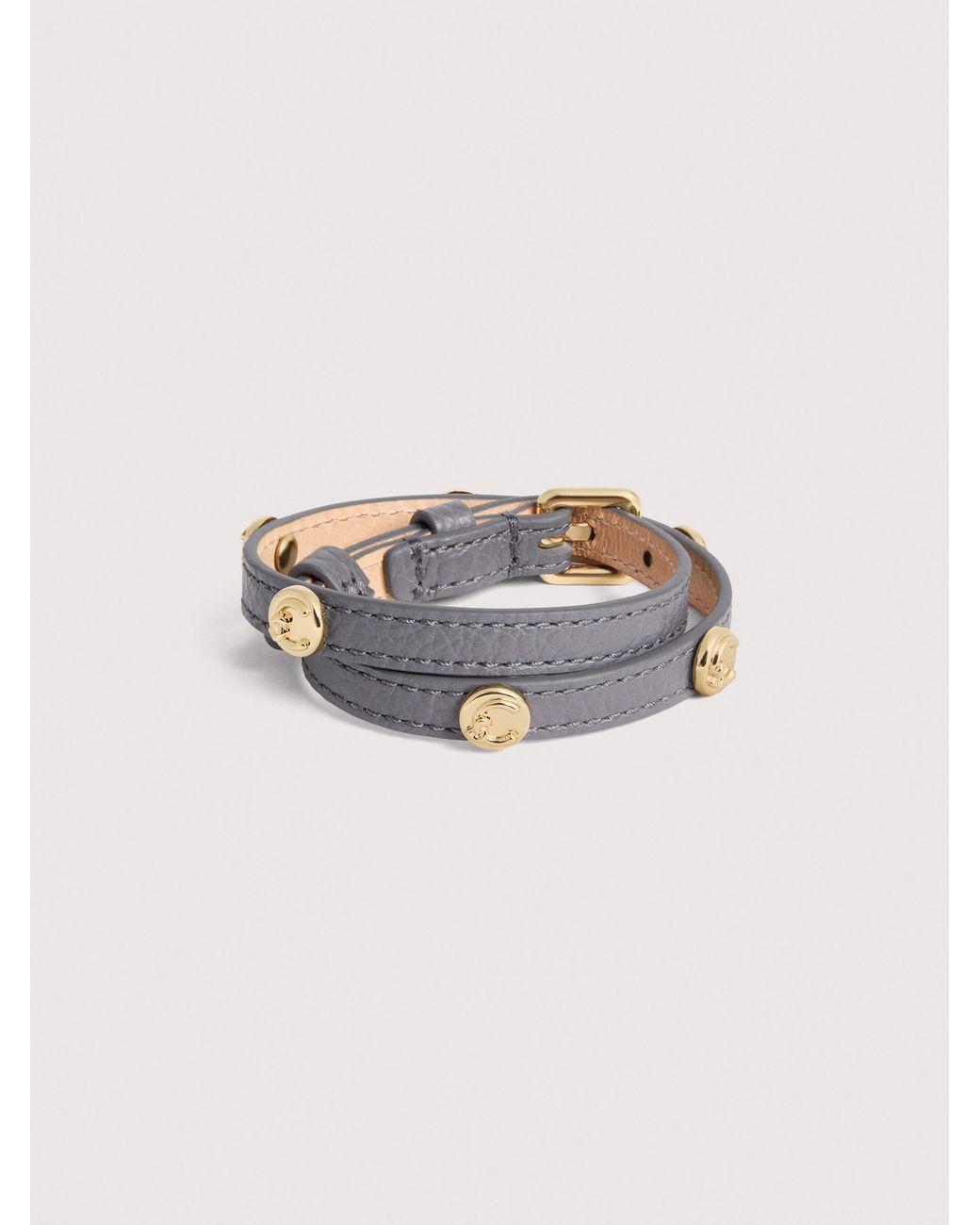 Coccinelle Multicolor Grained Leather Bracelet C-Me Studs
