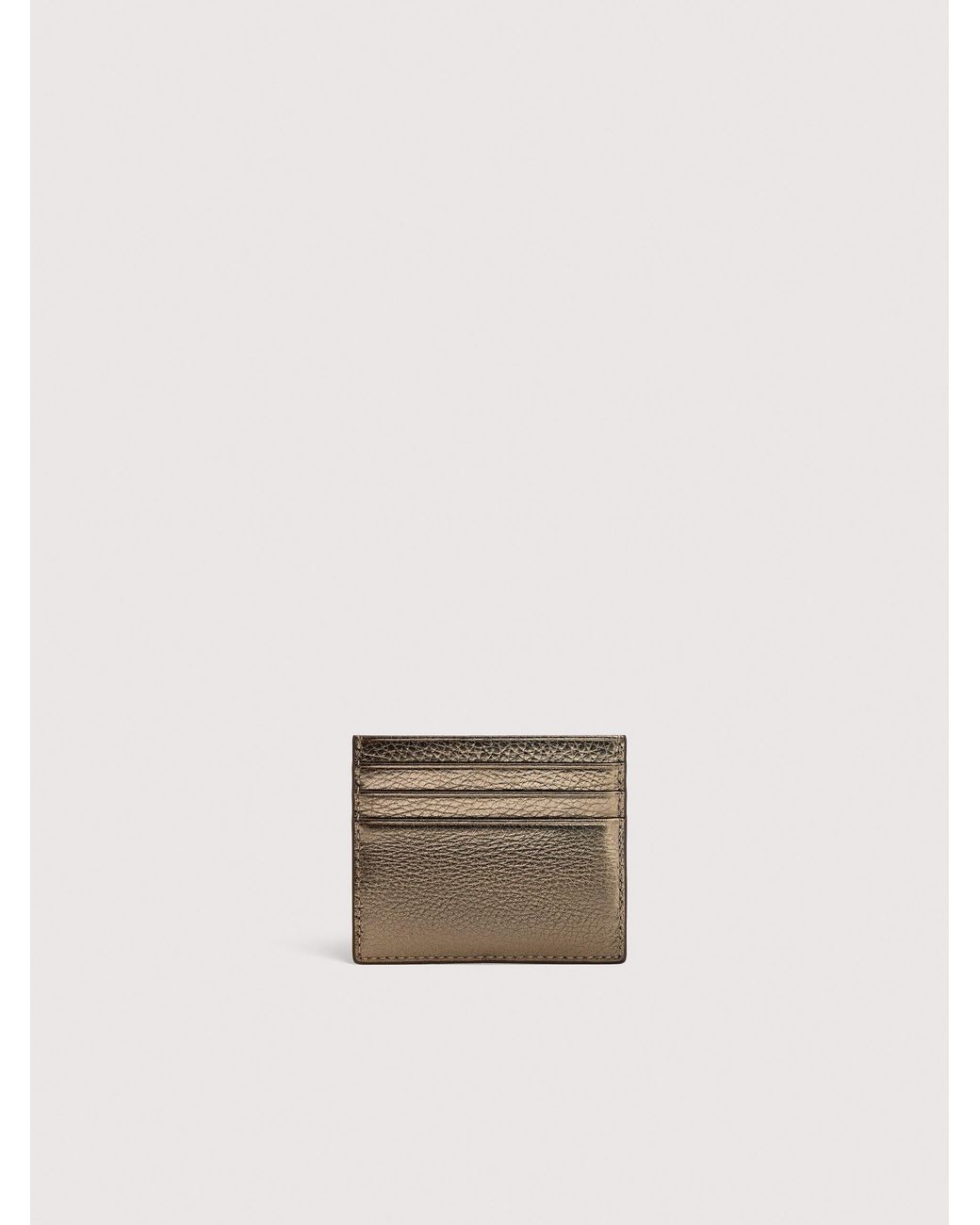 Coccinelle Natural Grainy Leather Card Holder Metallic Small