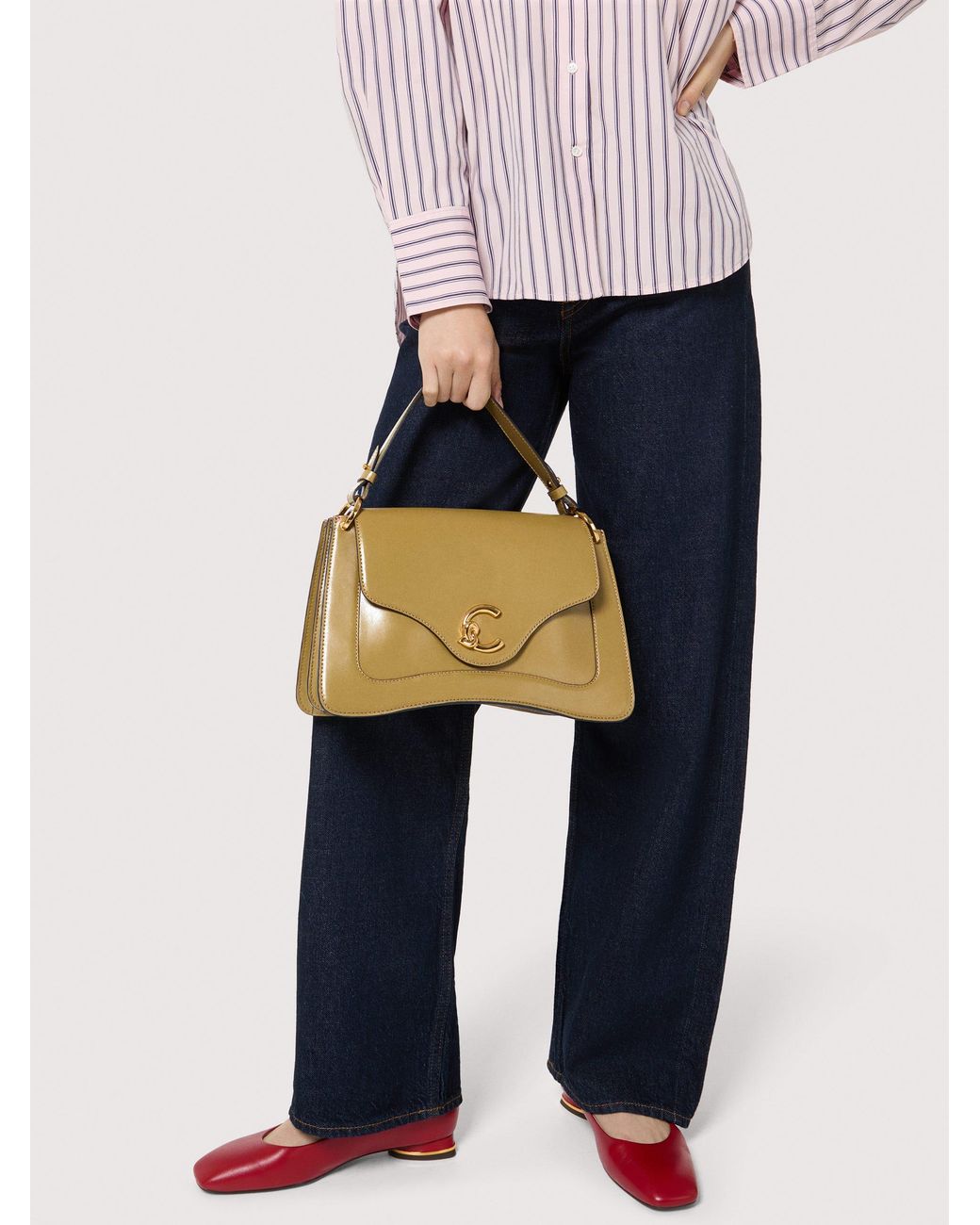 Coccinelle Natural Smooth Calf Leather Handbag C-Me Medium
