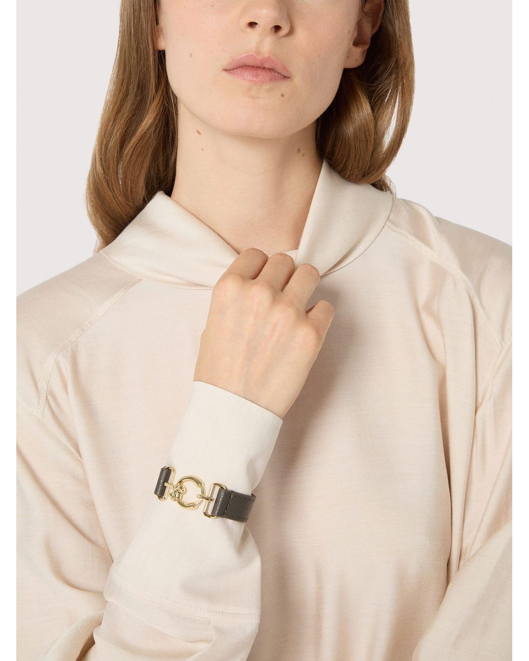 Coccinelle Natural Grained Leather Bracelet C-Me