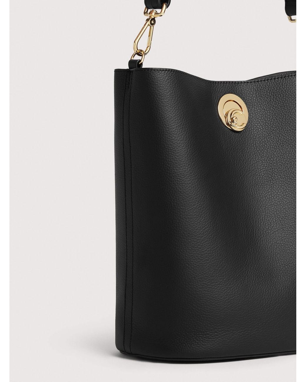 Coccinelle Black Two-Sided Leather Bucket Bag Nikla Medium