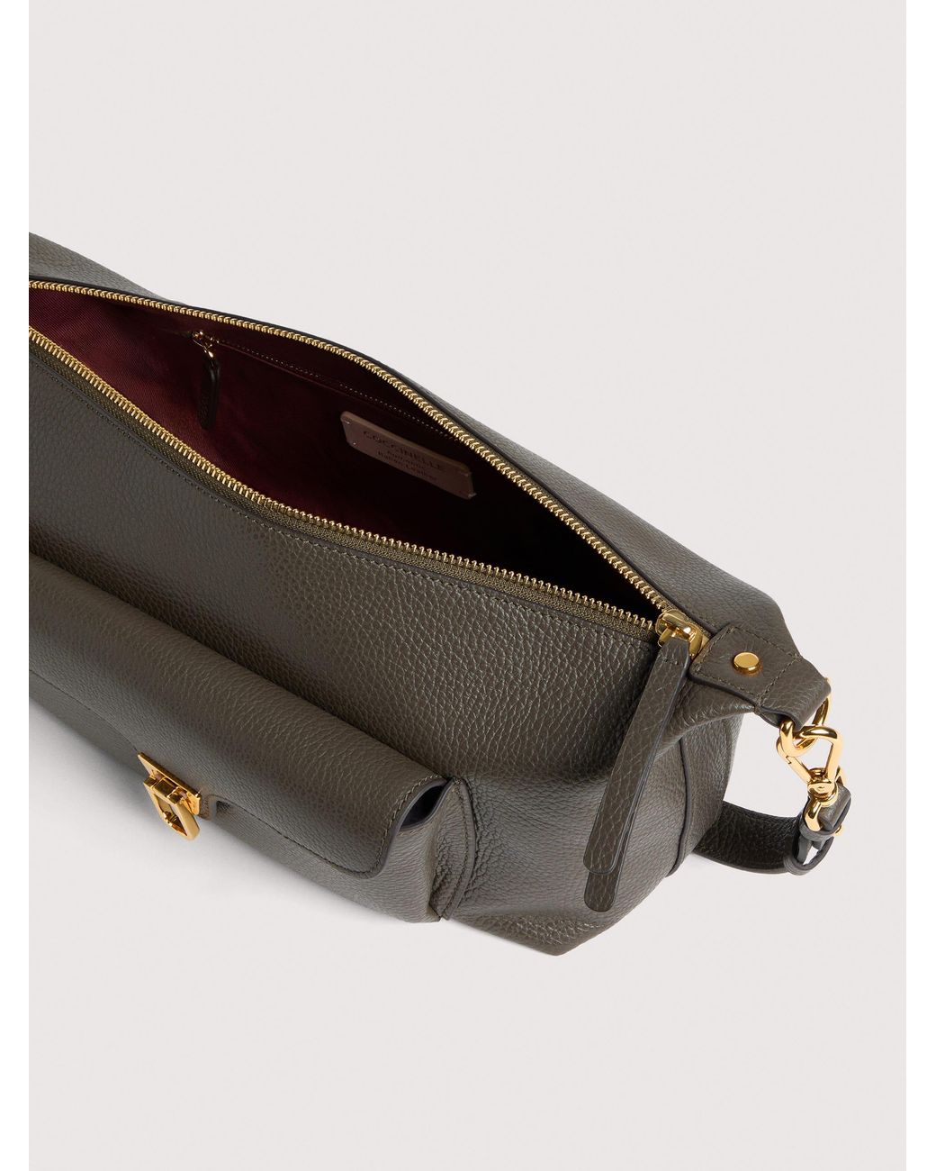 Coccinelle Natural Grained Leather Crossbody Bag Beat Generation Medium