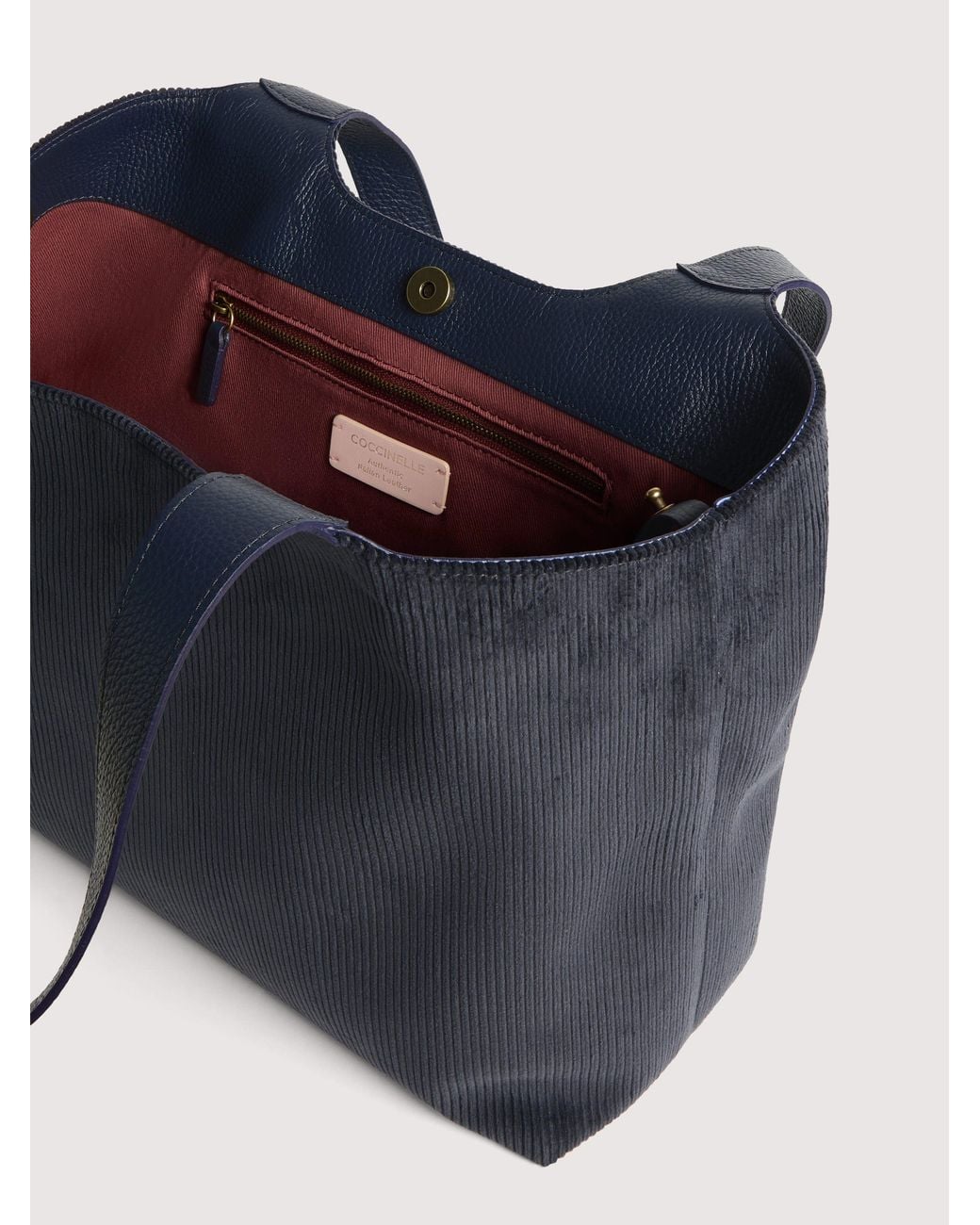 Coccinelle Blue Corduroy Fabric Tote Bag C-Easy Large