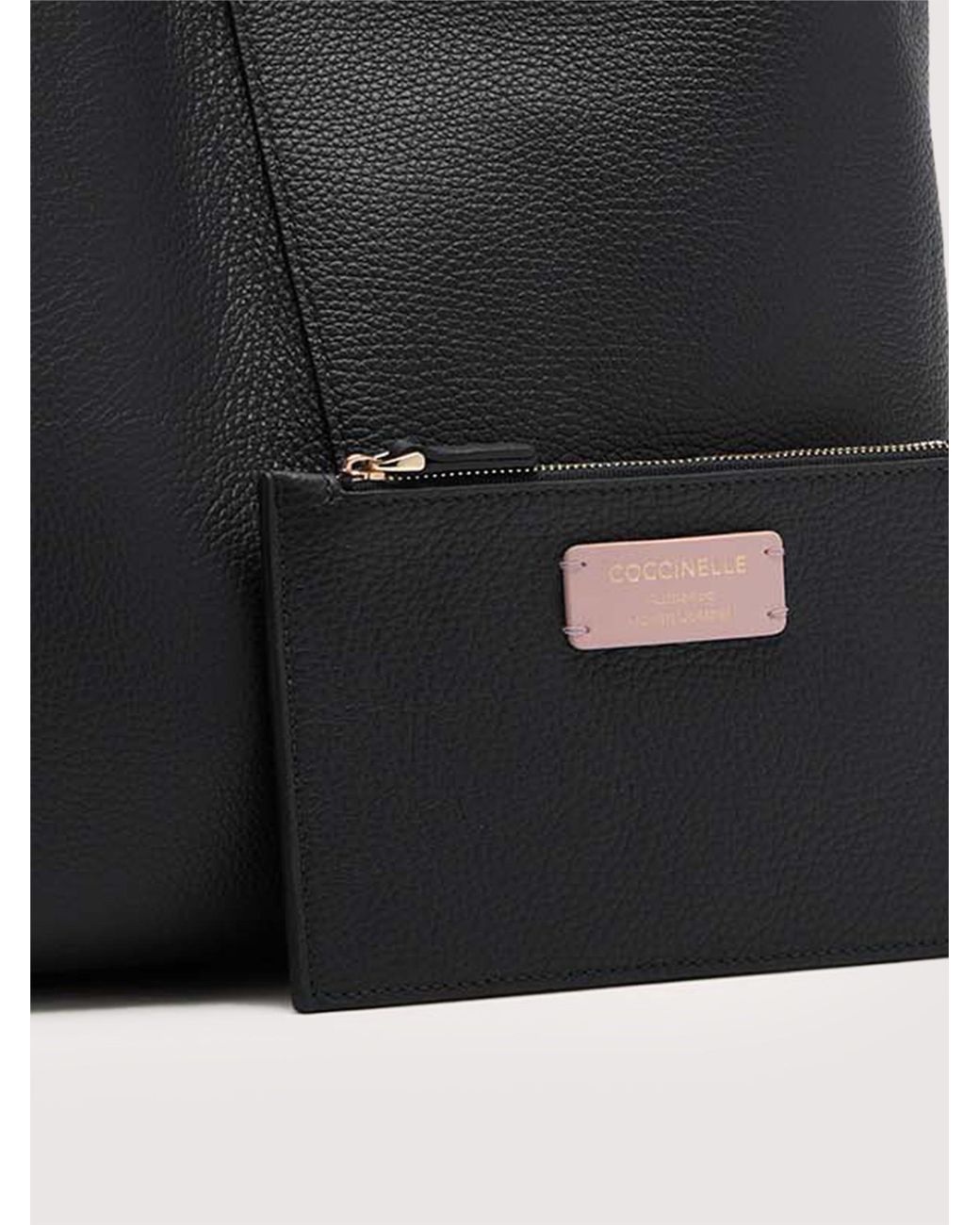 Coccinelle Black Grained Leather Tote Bag C-Easy Large