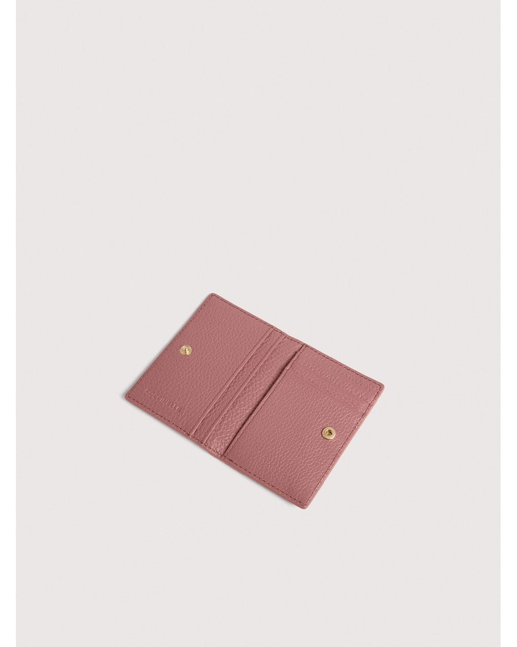 Coccinelle Pink Grained Leather Card Holder Metallic Small
