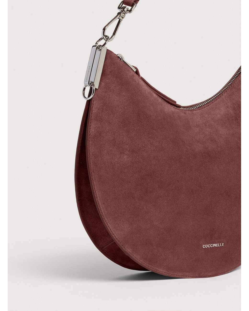 Coccinelle Pink Grained Leather Shoulder Bag Sunup Medium
