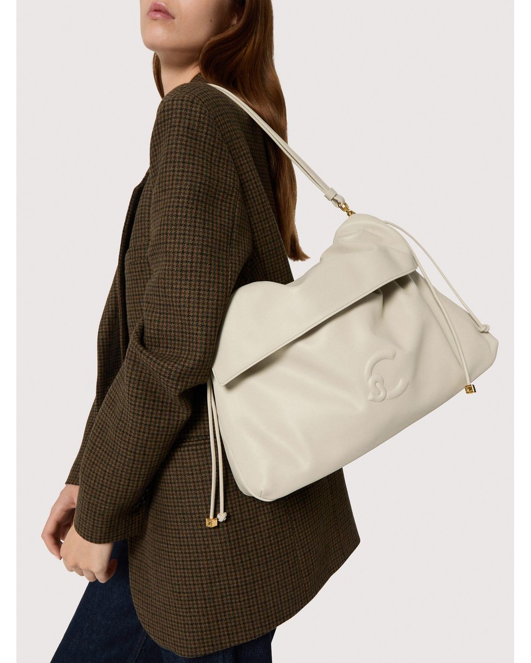 Coccinelle Natural Smooth Leather Shoulder Bag Lidia Medium