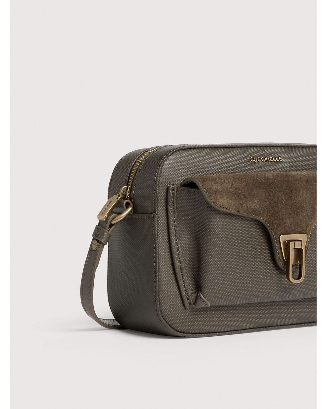 Coccinelle Multicolor Grained Leather, Suede And Waxed Fabric Crossbody Bag Beat Small