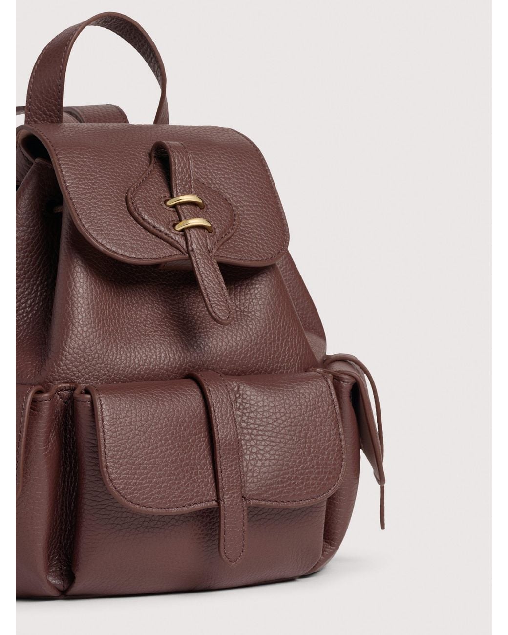 Coccinelle Pink Grained Leather Backpack Mavery Pocket Medium