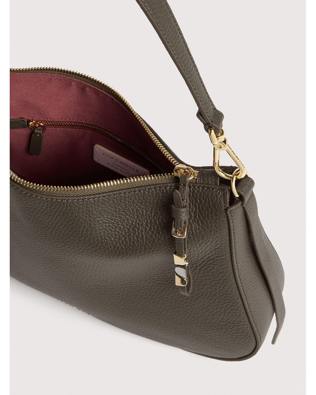 Coccinelle White Grained Leather Hobo Bag Nory Small