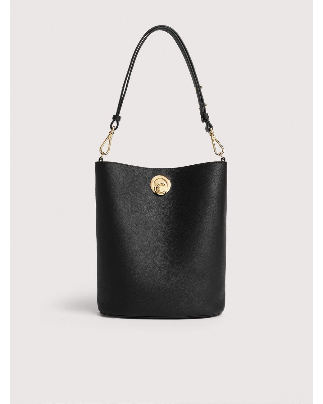 Coccinelle Black Two-Sided Leather Bucket Bag Nikla Medium