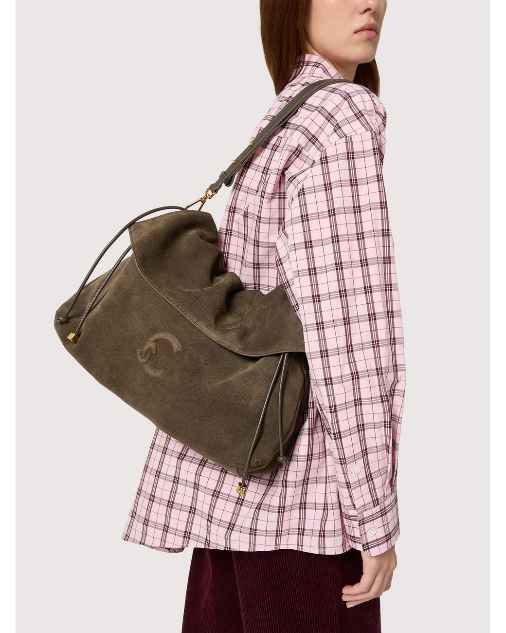 Coccinelle Natural Suede Shoulder Bag Lidia Medium