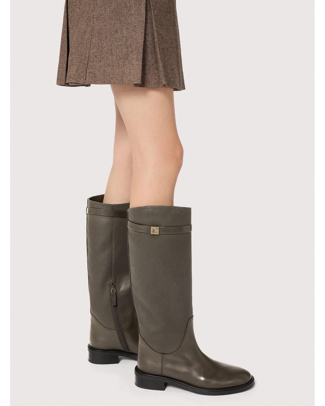 Coccinelle Black Cowhide-Effect Smooth Leather And Waxed Fabric Boots Pansy