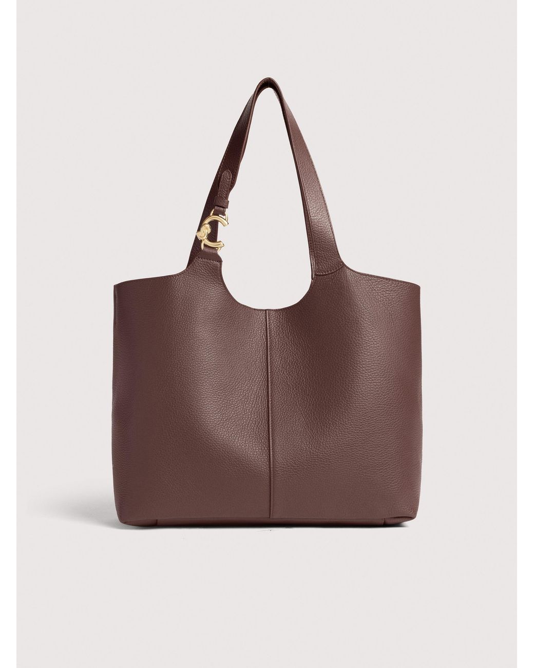 Coccinelle Brown Grained Leather Tote Bag C-Easy Large
