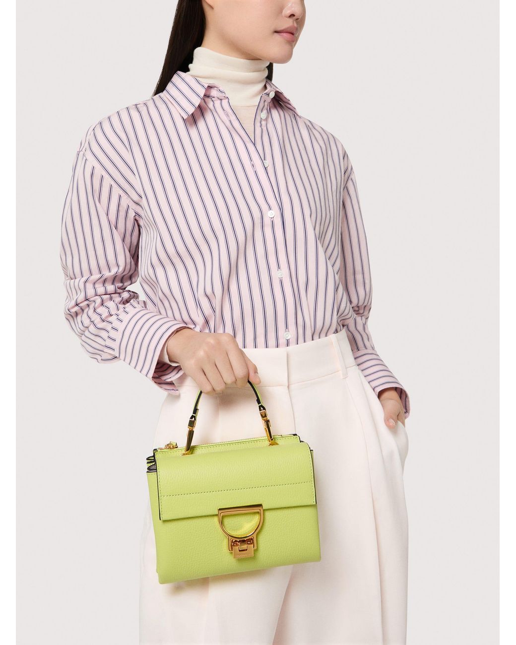 Coccinelle Pink Grained Leather Handbag Arlettis Small