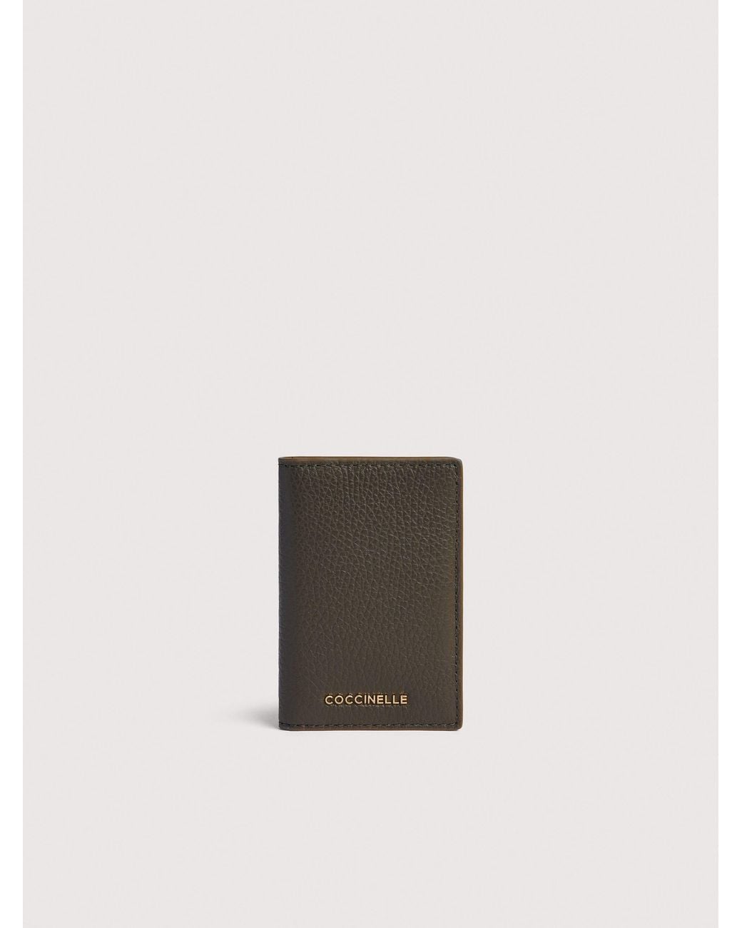 Coccinelle White Grained Leather Card Holder Metallic Small