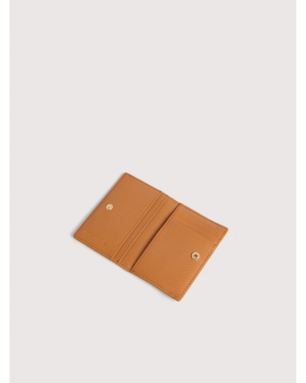 Coccinelle White Grained Leather Card Holder Metallic Small