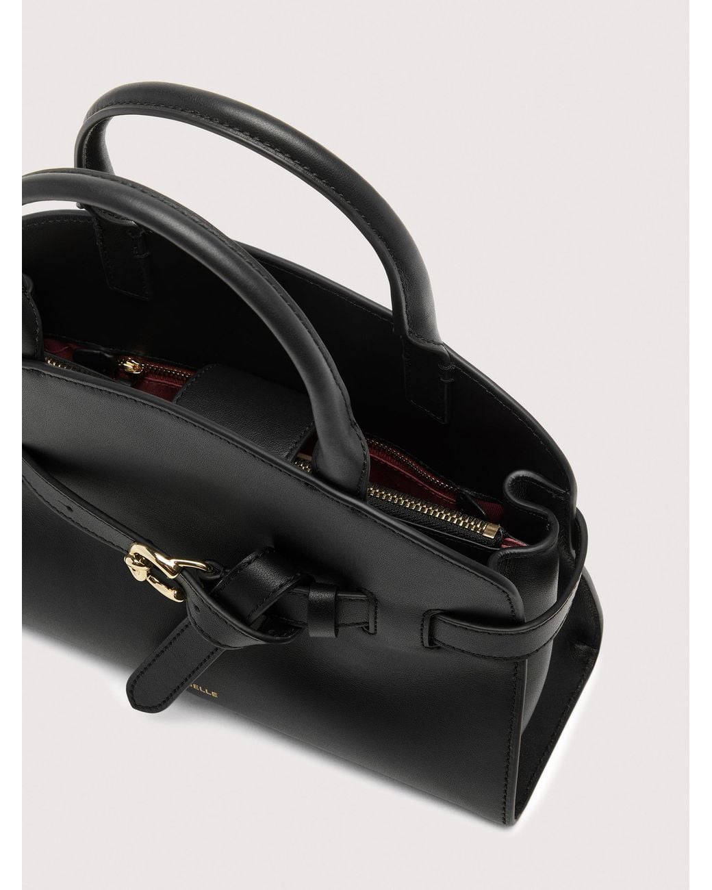Coccinelle Black Smooth Leather Handbag Sabine Small