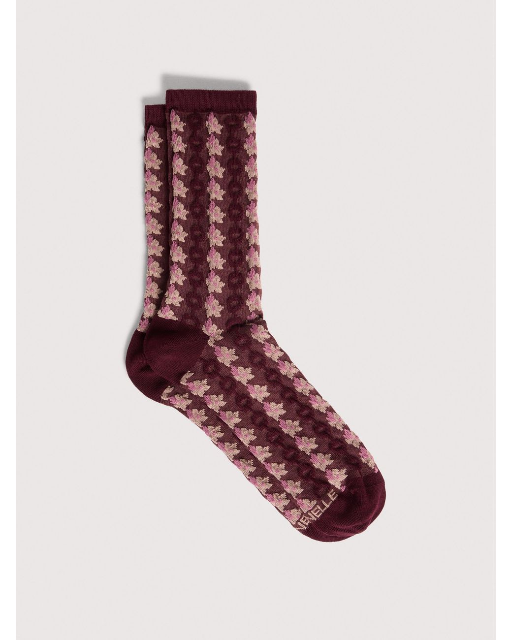 Coccinelle Pink Cotton-Blend Socks Floral 3D