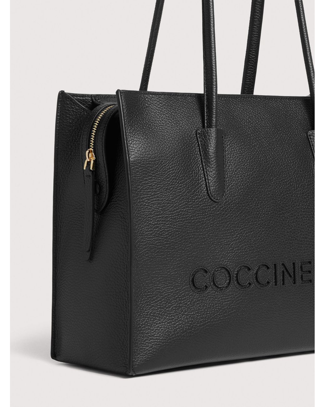 Coccinelle Black Grained Leather Tote Bag Myrtha26 Medium