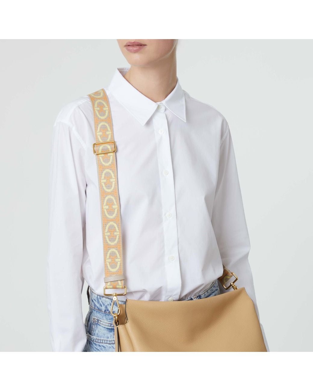 Coccinelle Natural Jacquard Fabric Shoulder Strap Monogram Tricolor