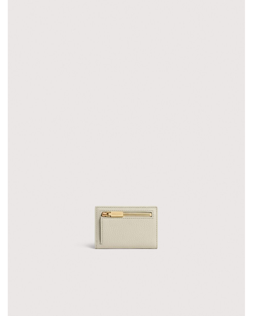 Coccinelle Natural Grained Leather Card Holder Metallic Small