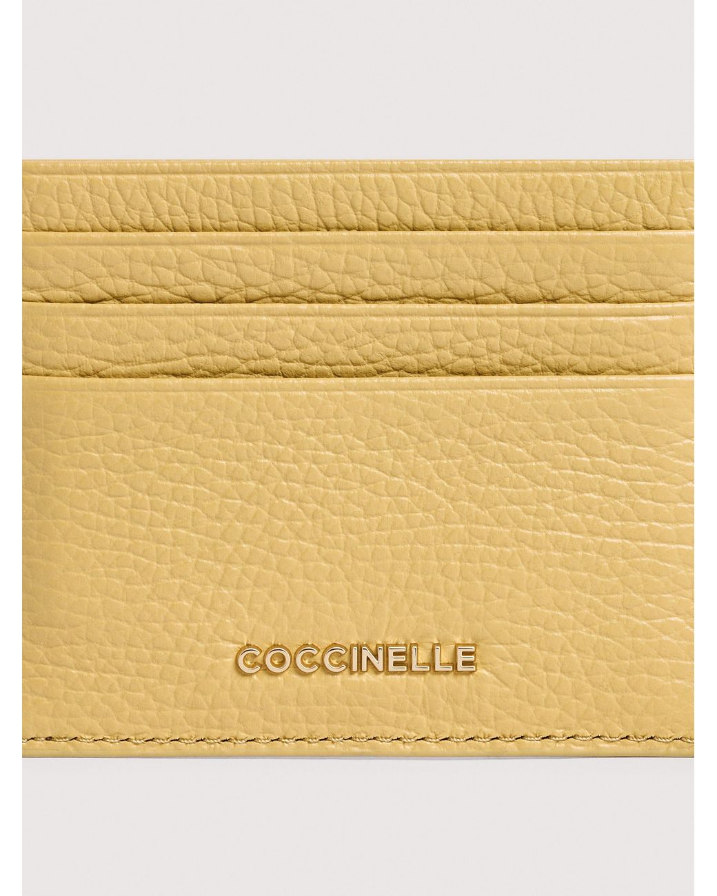 Coccinelle Natural Grainy Leather Card Holder Metallic Small